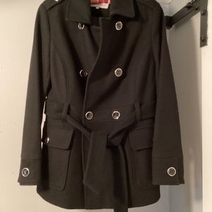 Calvin Klein Wool Peacoat juniors Size 2 black EUC 54163